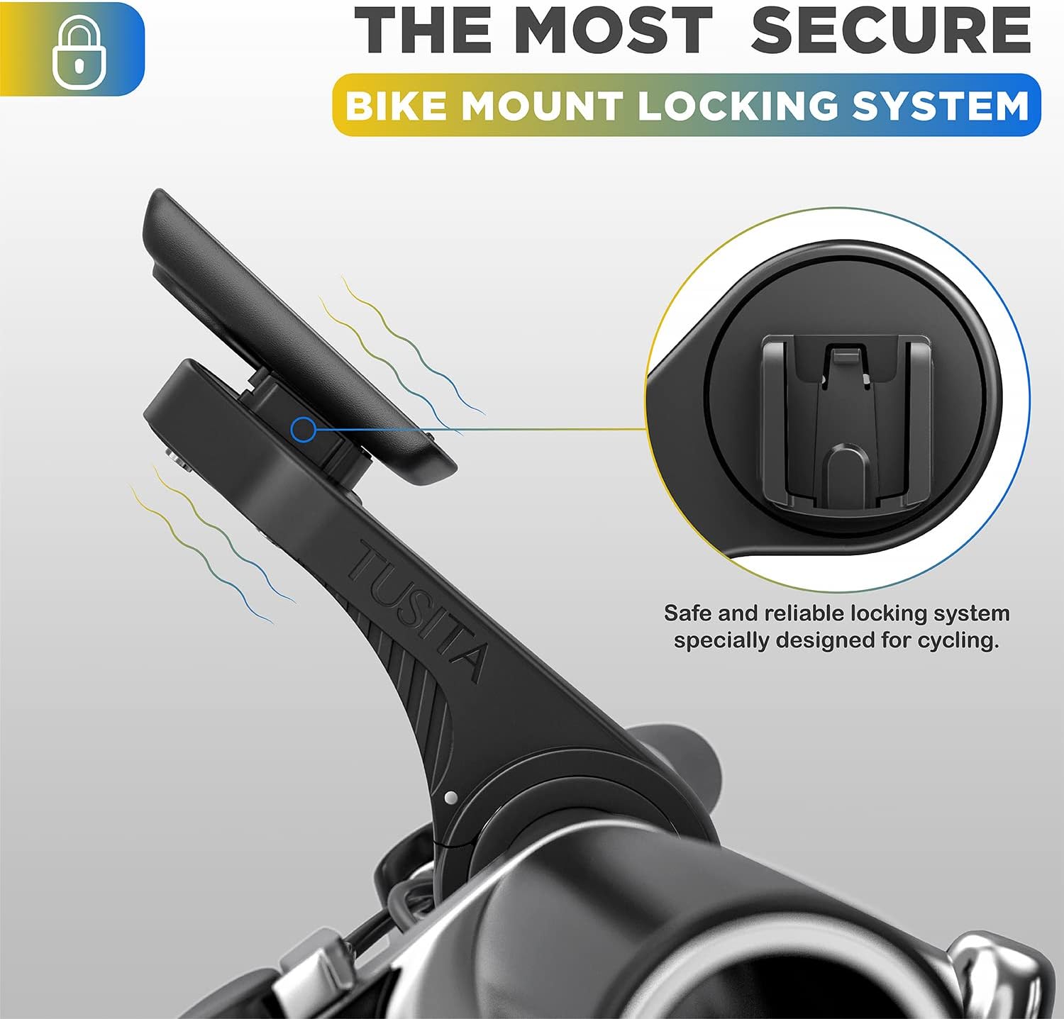 tusita out front mount and head light combo bracket compatible with cateye cycling computer