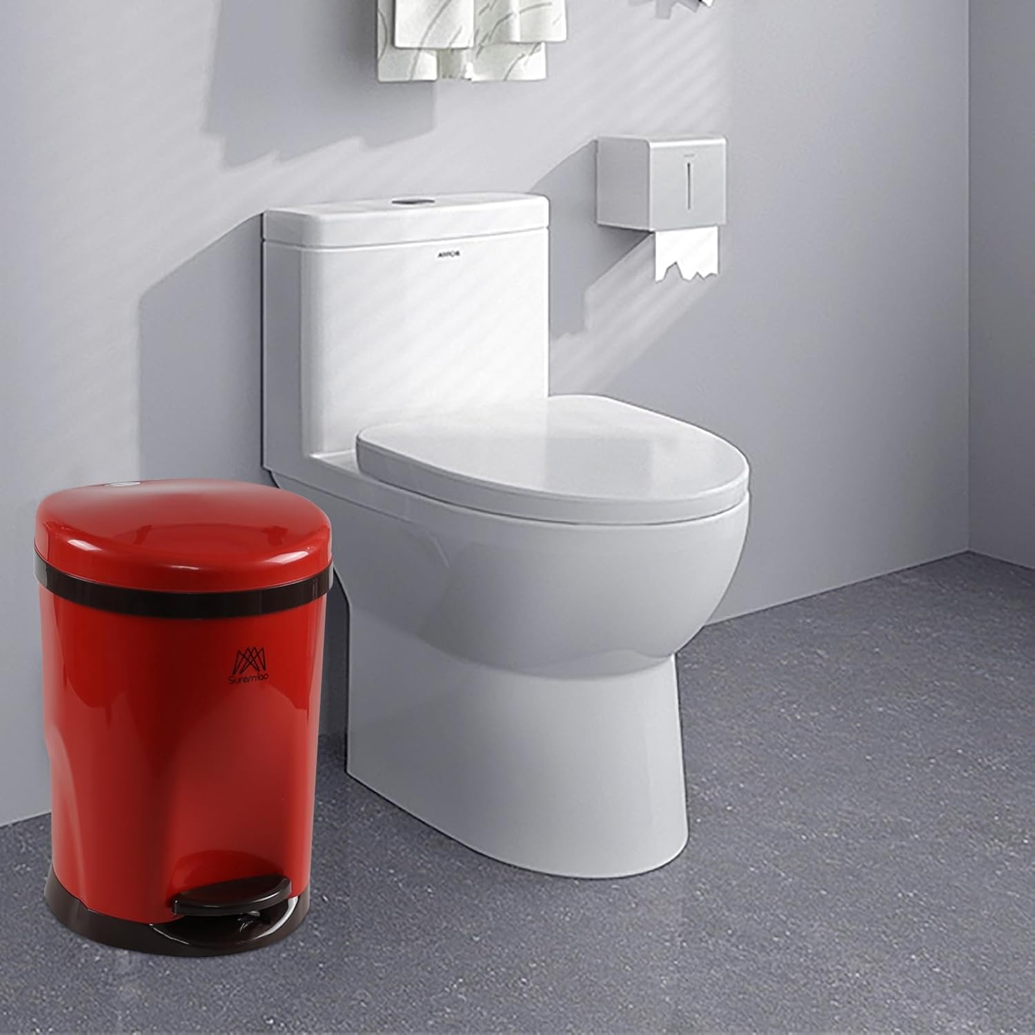 2.1 Gollon/ 8 Liter Small Trash Can with Step Pedal, Plastic Garbage Can. Red