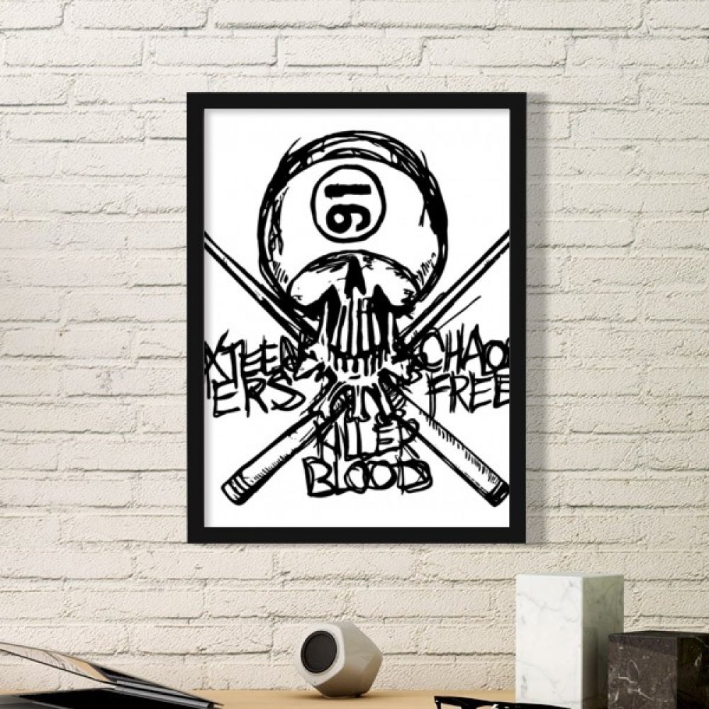 Cadre photo avec illustration ninja squelette art print au design épuré et finition noire mate