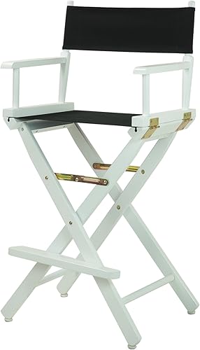 Miniatura 32 de Casual Home - Silla de director de 24.0 in, marco blanco con lienzo negro, altura de mostrador Marco blanco - Madera maciza,Marco blanco/lona