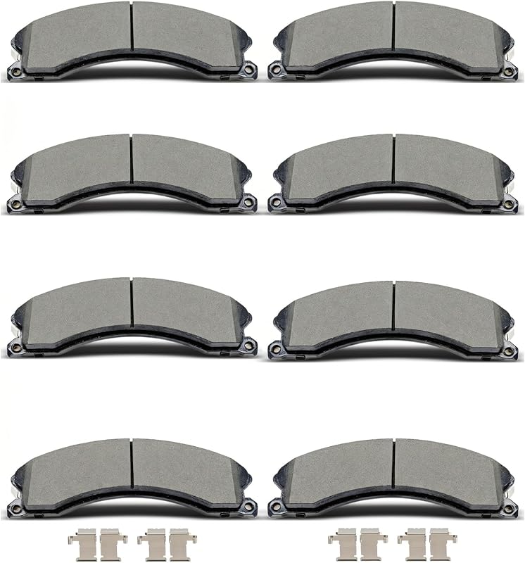 Pastilhas de freio dianteiras e traseiras cerâmicas DYZJKWJW D1411 com clips para Chevrolet Silverado, Suburban e GMC Sierra – 8 unidades