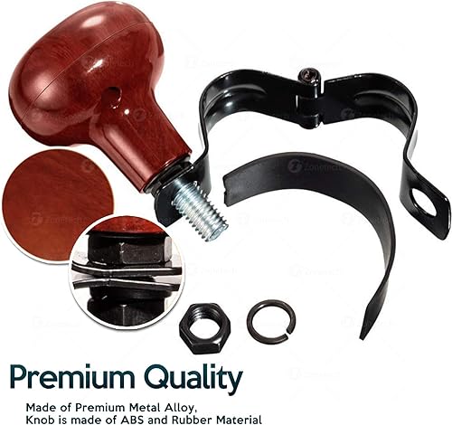 Miniatura 2 de ZONETECH Woodgrain - Rueda giratoria para volante, ajuste universal, calidad premium, asistencia de conducción con mango eléctrico (un paquete)