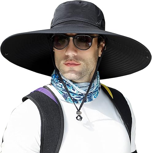 Sombrero de protección solar de ala ancha, unisex, ventilado, para senderismo, playa, pesca, safari, jardín, césped, patio, trabajo, kayak