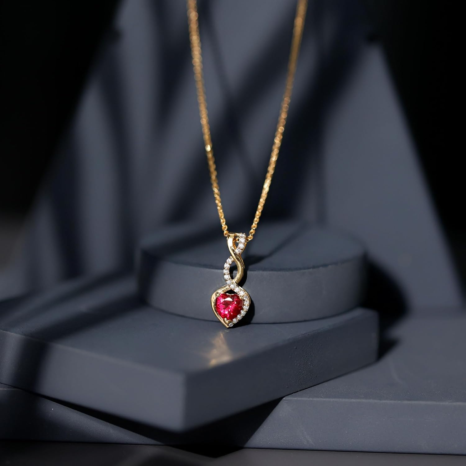 Certified 1 Carat Lab Grown Ruby Heart Necklace With Silver Chain, Aaaa Quality, Ruby Infinity Necklace - Romantic Gift - Image 5