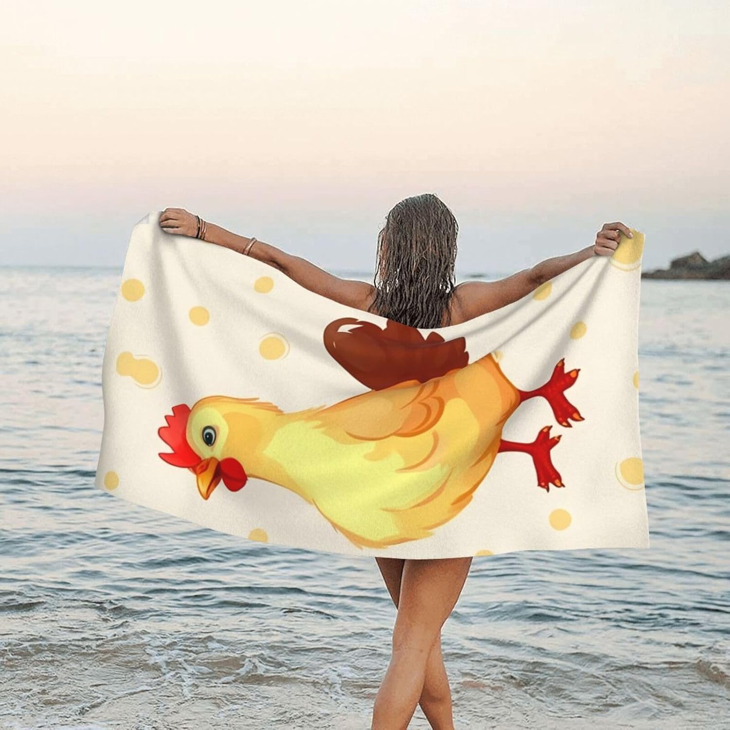 KHiry Microfiber Towel Beach Towels Chicken Chick Quick Dry Towel Soft Lightweight Travel Towels Absorbent Large Easy Pack Travel Things Beach Blanket for Gym Sports Swimming