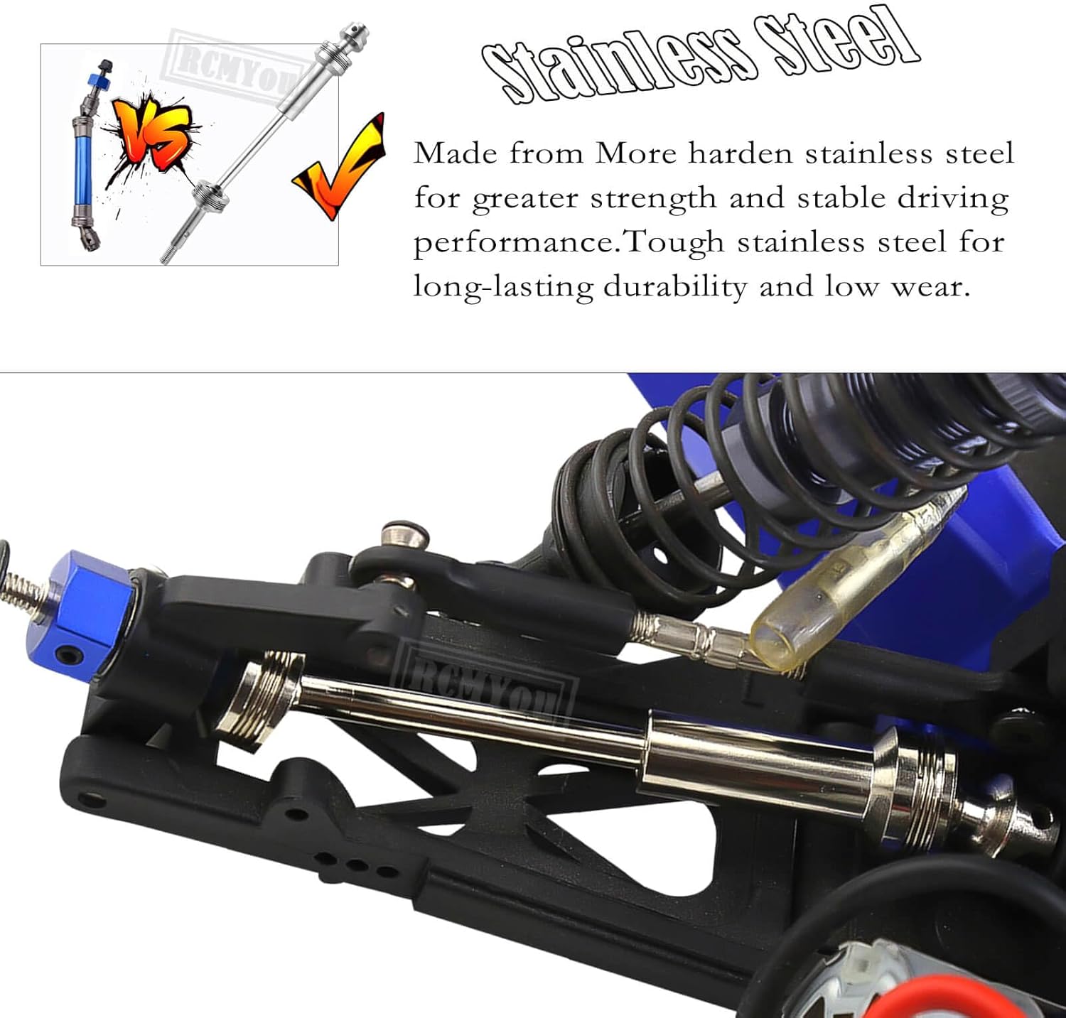 RC Drive Shaft & Hex Hub Adapters Upgrades Part for 1/10 Slash VXL 4x4,Stampede VXL 4x4,Rustler VXL 4x4,Front Rear CVD Axles w/Hex & 12mm to 17mm Hex Hub Adapters(Red),Silver