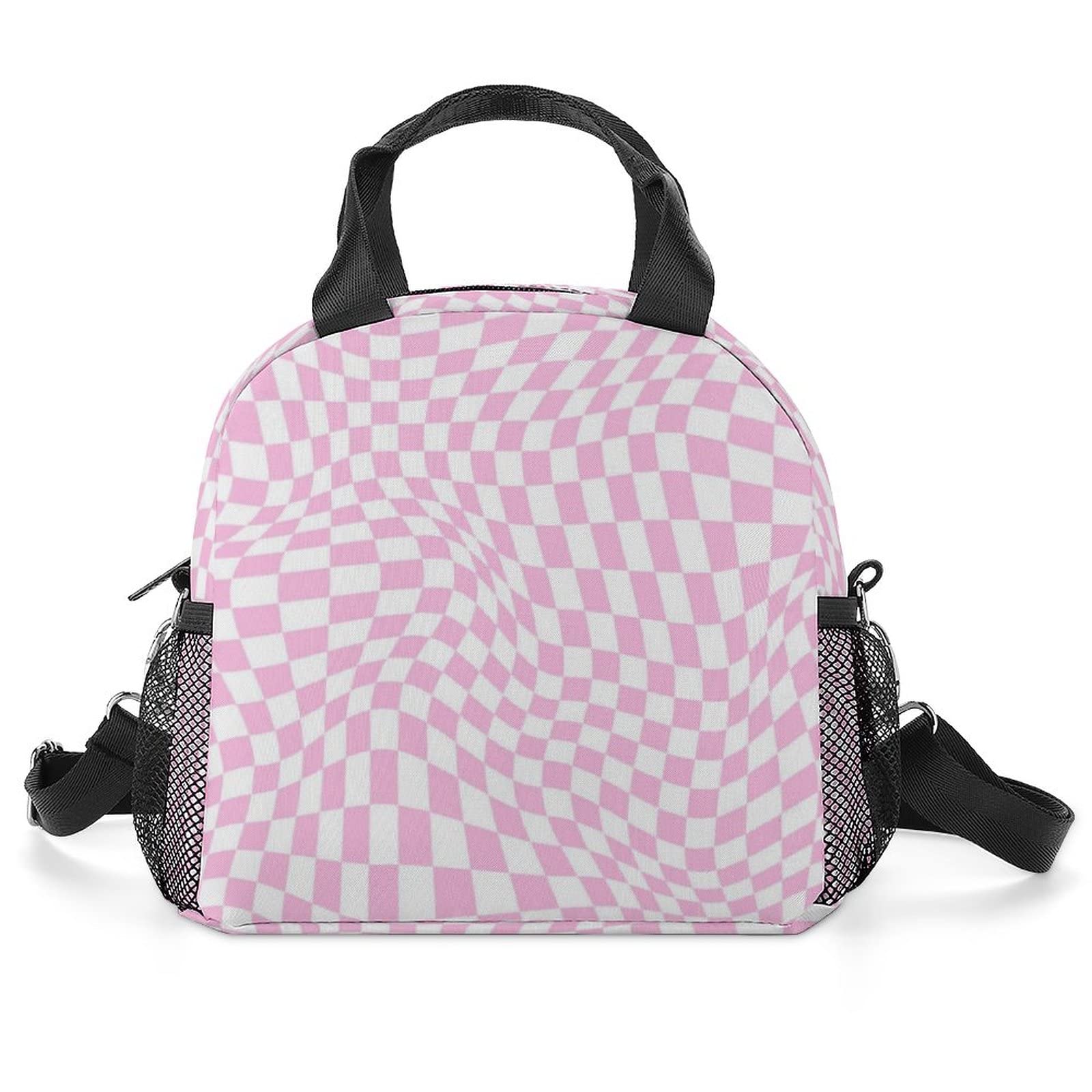 pink checkered lunch box