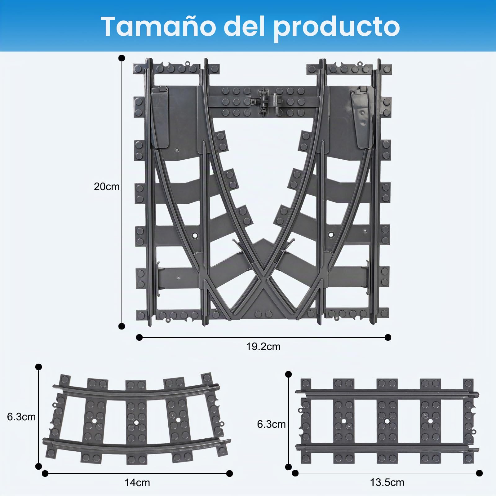 54 Piezas City Vías para Tren de Juguete, Vias de Tren Juguete, Vías de Tren Rieles de la Ciudad, Incluyendo Vía Transversal, Recta, Curva, Idea de Regalo para Niñas y Niños