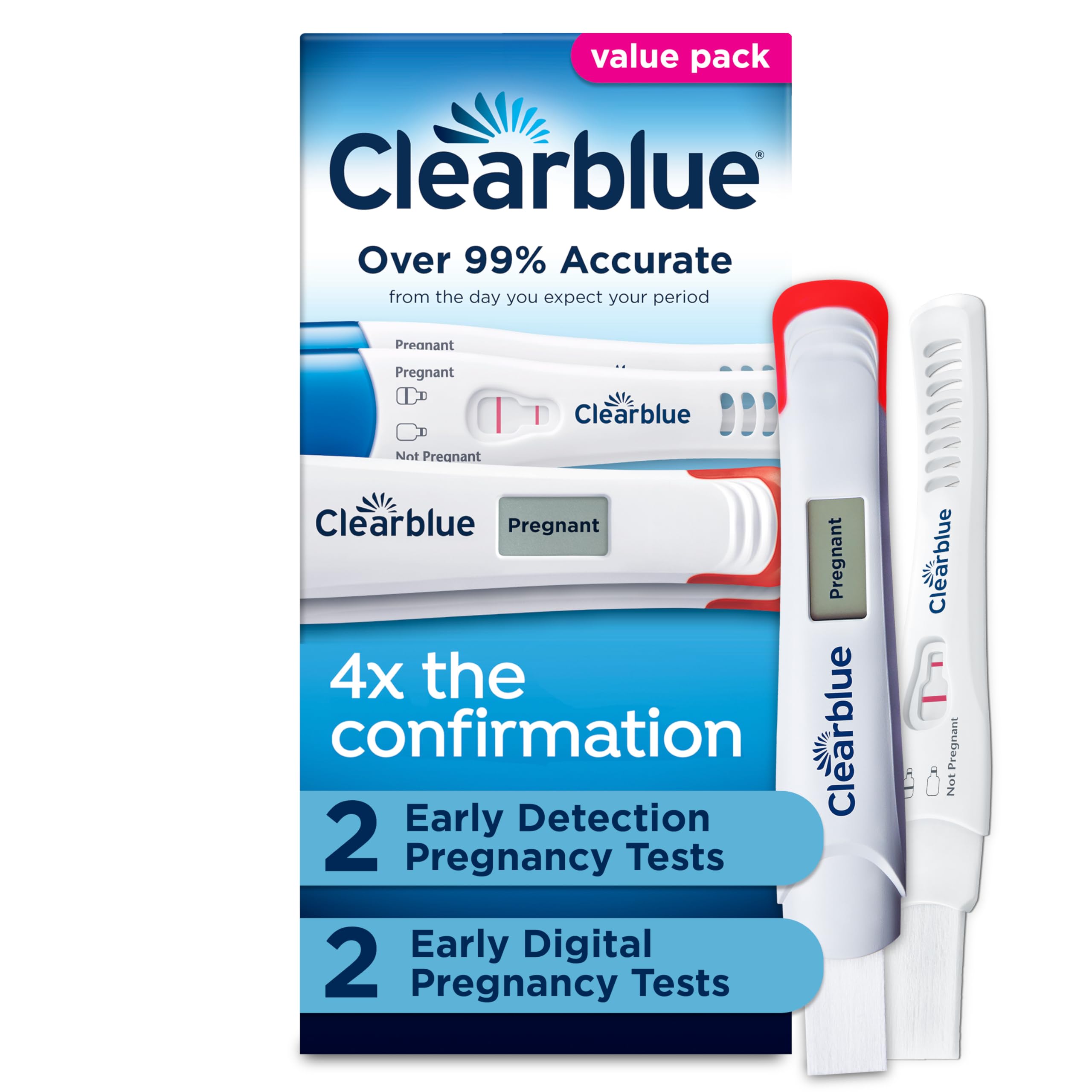 Early Pregnancy Test Kit, at-Home Pregnancy Test Kit for Women, hCG Hormone Pregnancy Tests with Easy-to-Read Results, 4 Tests