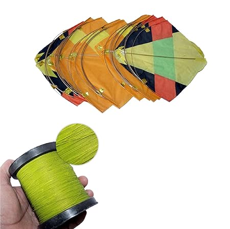 Raaya Combo of 20 Pcs Kites for Decoration Patang with Kite Flying Spool Thread for Kite Flying On Lohri Festival/Makar Sankranti for Kids and Adults (Model 1)