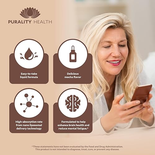 Miniatura 6 de PURALITY HEALTH Complejo de melena de león, nano liposomal, máxima absorción para la salud cerebral, memoria, enfoque y apoyo nervioso, con Reishi,