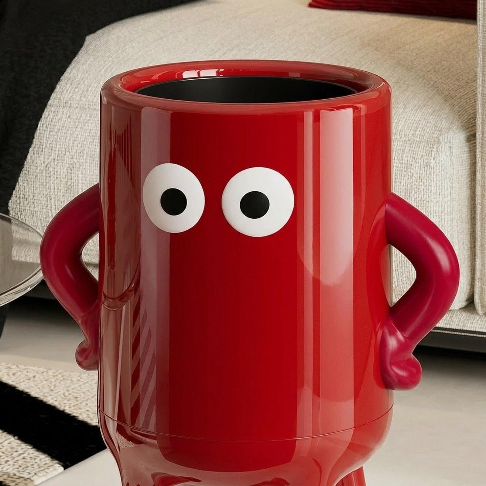 Baoblaze Cestino da Cucina con Ruote, Contenitore per Rifiuti | Design Creativo e alla Moda, Cestino Decorativo per Bagno, Ufficio, Cucina, Appartamento, Rosso