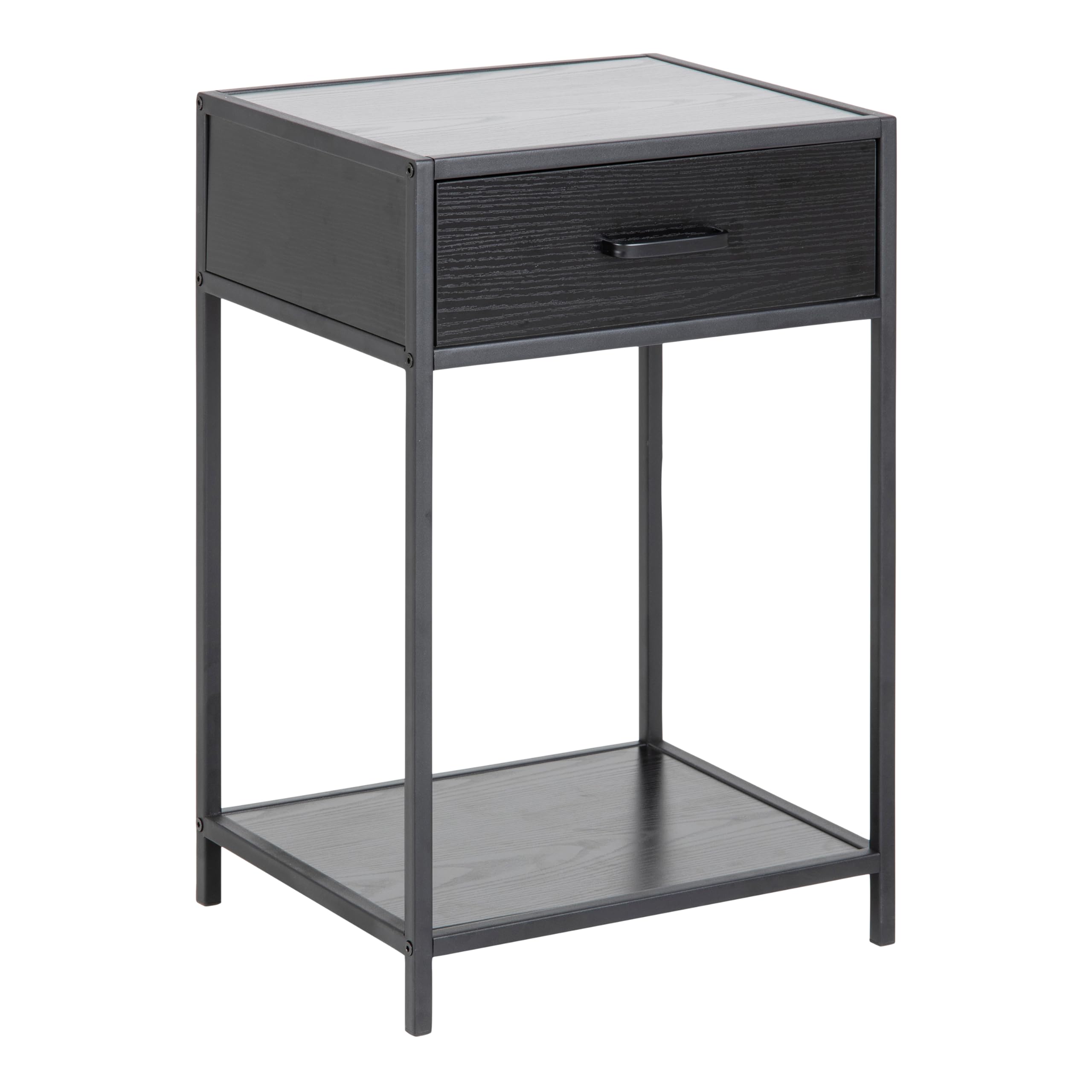 Furniture To Go | Seaford, Black, Bedside Table with 1 Drawer