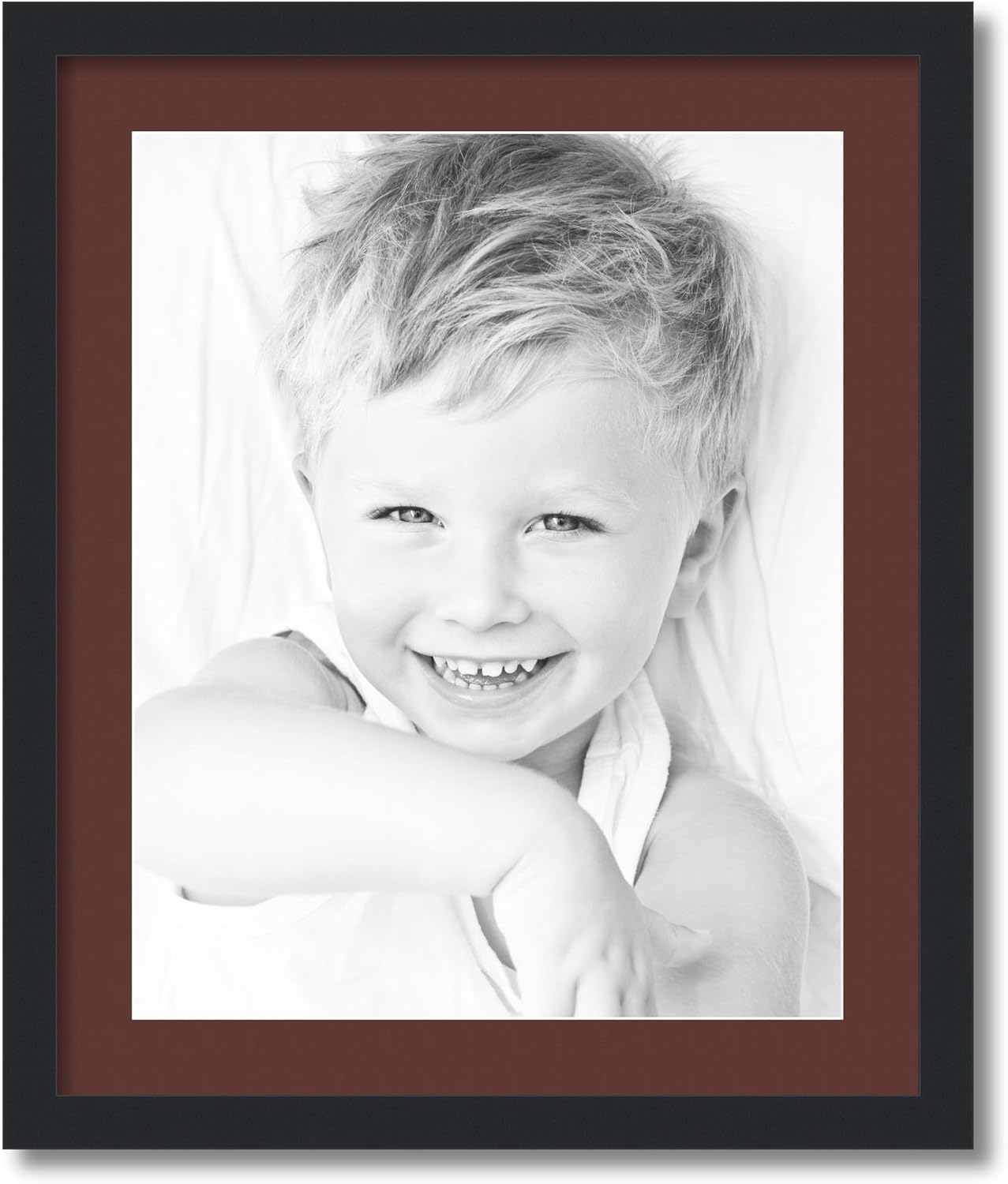 ArtToFrames 16x20 inch Satin Black Picture Frame with 2 Inch Single Maroon Mat, SingleMat-5180-16x20-1038