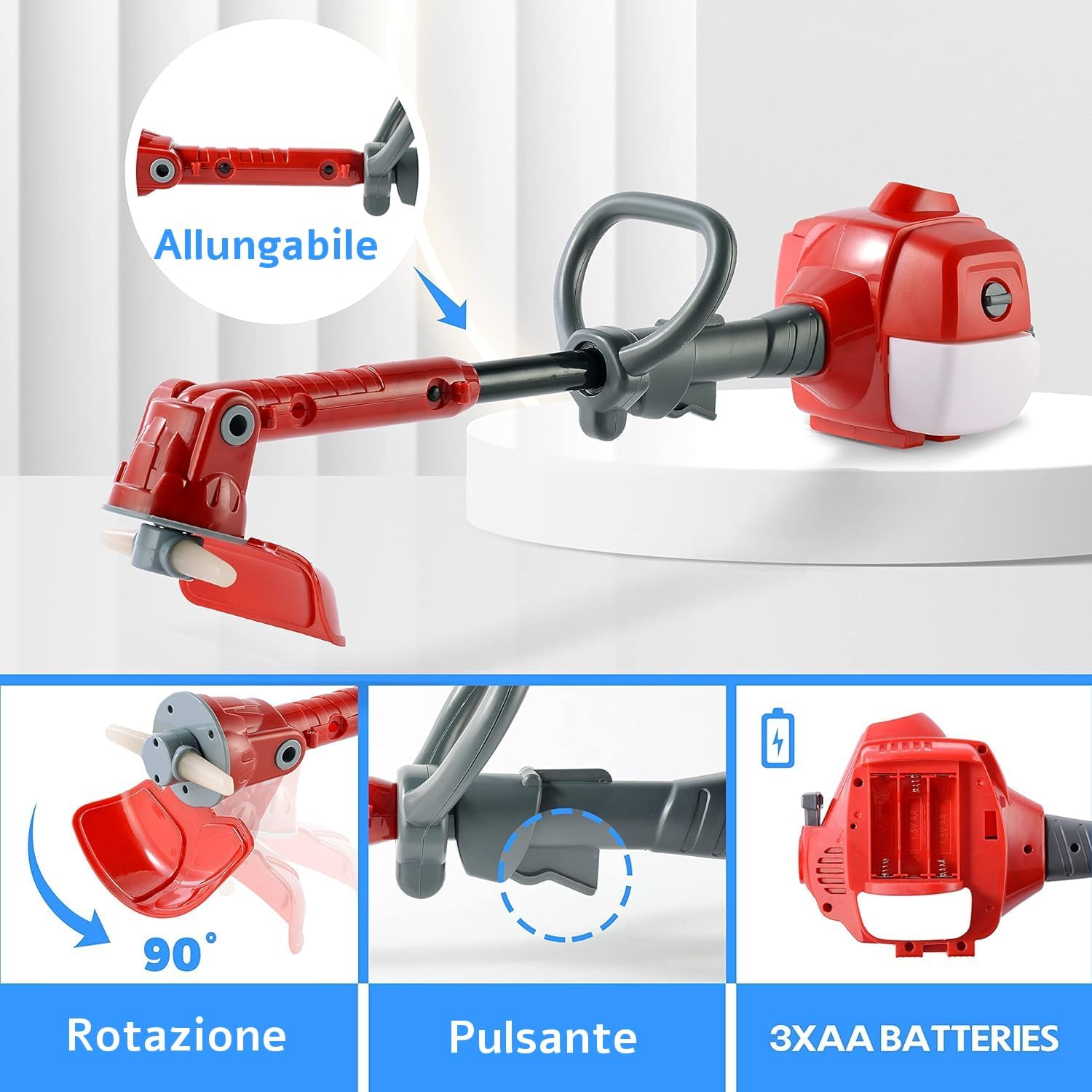 Extendable Lawn Mower Toy with Work Tools for Children with Lights and Sounds