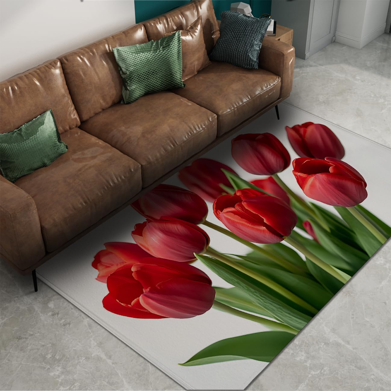 Tapis fleuri tulipe antidérapant fini les tapis qui glissent