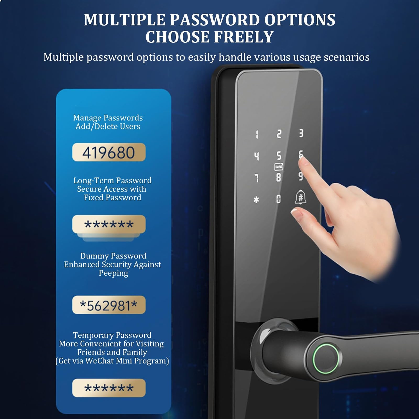 Serratura Per Porta D'ingresso Senza Chiave Con Maniglia, Controllo Tramite APP TTLock - Serratura Di Sicurezza Intelligente Con Impronta Digitale Per Porta D'ingresso, Facile Installazione