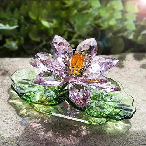 Miniatura 8 de H&D HYALINE & DORA Figura de estatua de flor de cristal, adorno de cristal coleccionable, regalo de boda para el día de San Valentín para dama