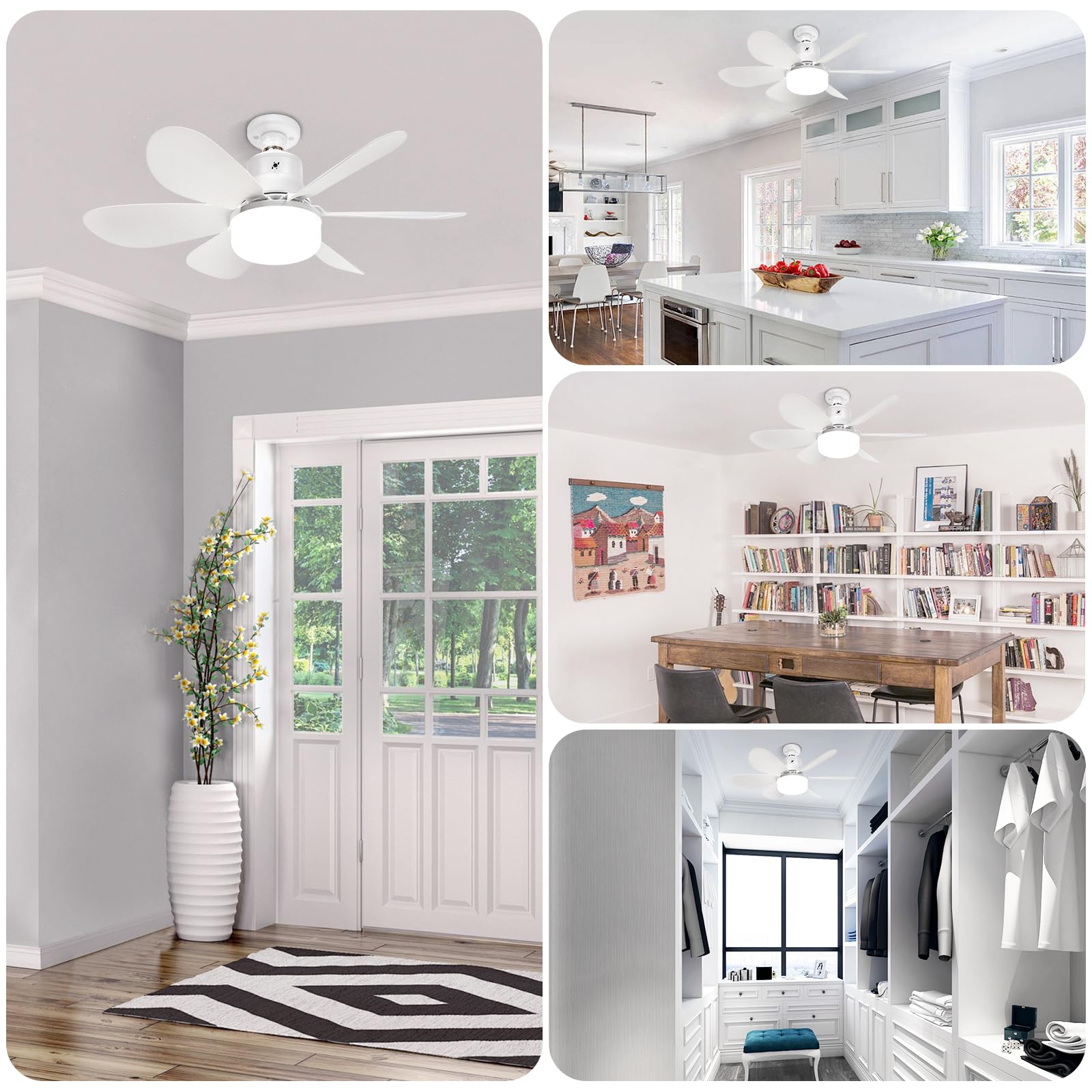 BomKra Deckenventilator mit Beleuchtung und Fernbedienung, 30W LED, 3 Geschwindigkeiten, Dimmbar, Timer