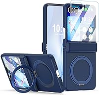 Vista 11 de Funda magnética diseñada para Samsung Galaxy Z Flip 6/5 con protección de bisagra, protector de pantalla y soporte [compatible con MagSafe], funda