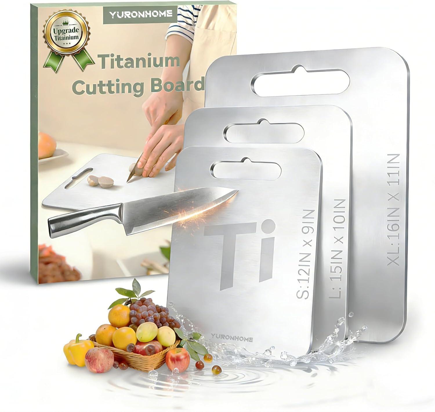 Titanium Cutting Boards Set of 3, Cutting Boards Non Toxic for Kitchen, Double-Sided Food-Grade, 2026 Upgrade, Hygiene Durable Dishwasher Safe Chopping Board for Meats, Fruits, Vegetables