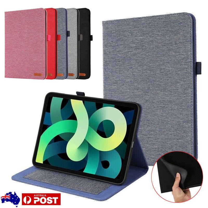 Étui iPad mini 6 bleu étui à rabat cuir toile housse protection tablette - 2