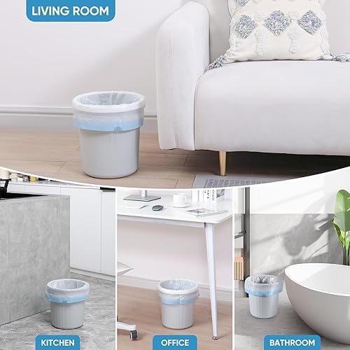 Miniatura 6 de Bolsas de basura pequeñas de 4 galones con cordón  120 bolsas de basura pequeñas sin perfume para dormitorio, oficina, cocina, baño, bolsas de