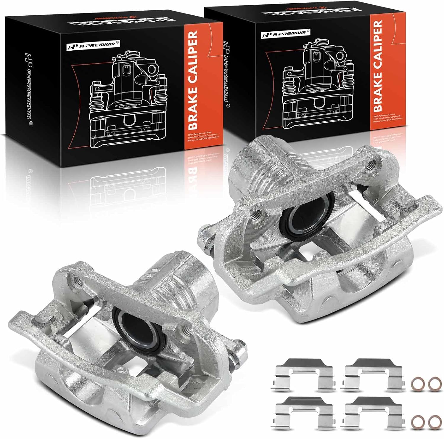 A-Premium Disc Brake Caliper Assembly with Bracket Compatible with Select Chevy Models - Camaro 2010 2011 2012 2013 2014 2015, 3.6L - Rear Driver and Passenger Side, 2-PC Set