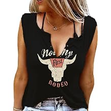 Not My First Rodeo Tank Women Rodeo Shirt Country Shirts Western T Shirt Sleeveless V Neck Ring Hole Cowboy Tank Tops