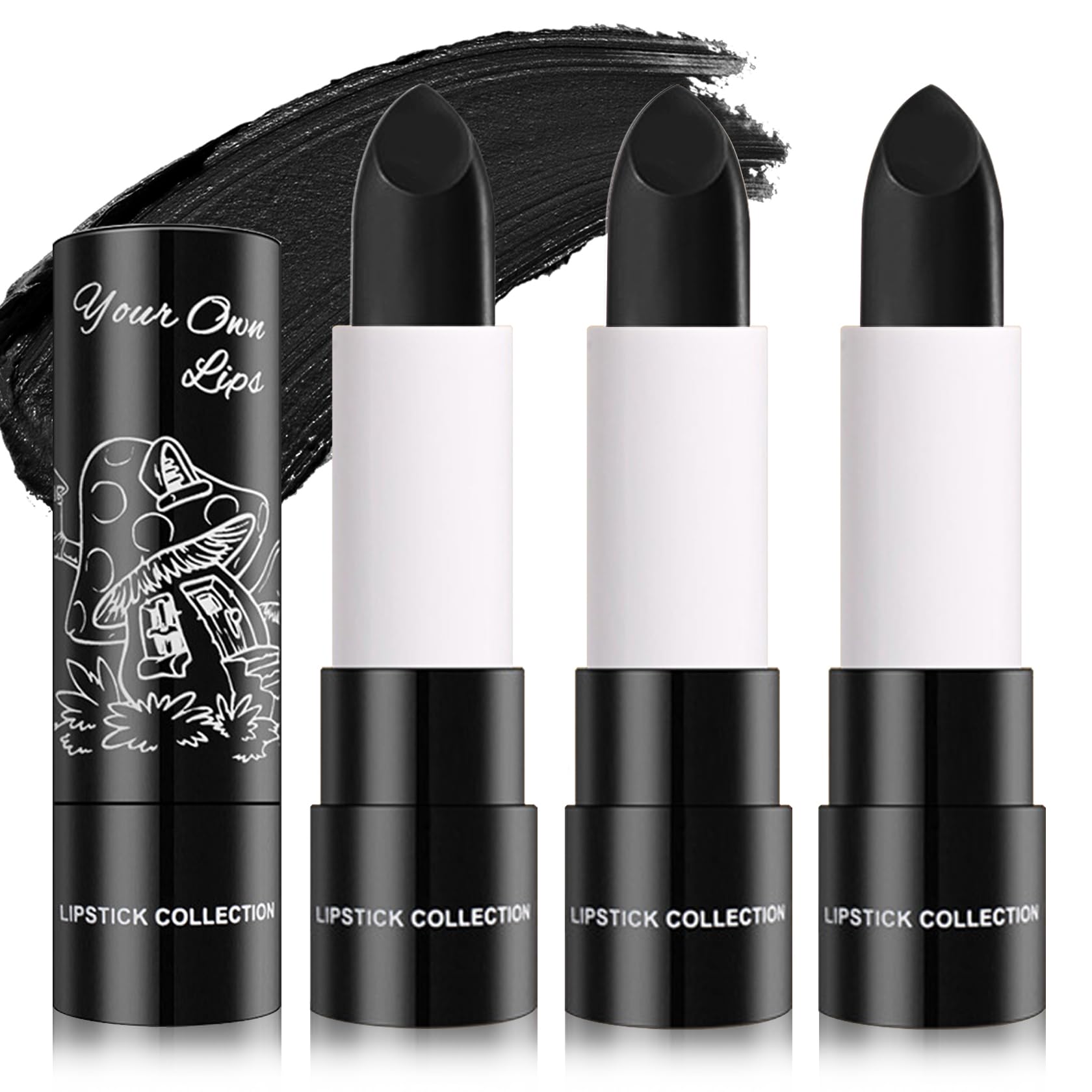 Amazon.com : IONSGAKO 3PCS Matte Black Lipstick Black Lip Gloss