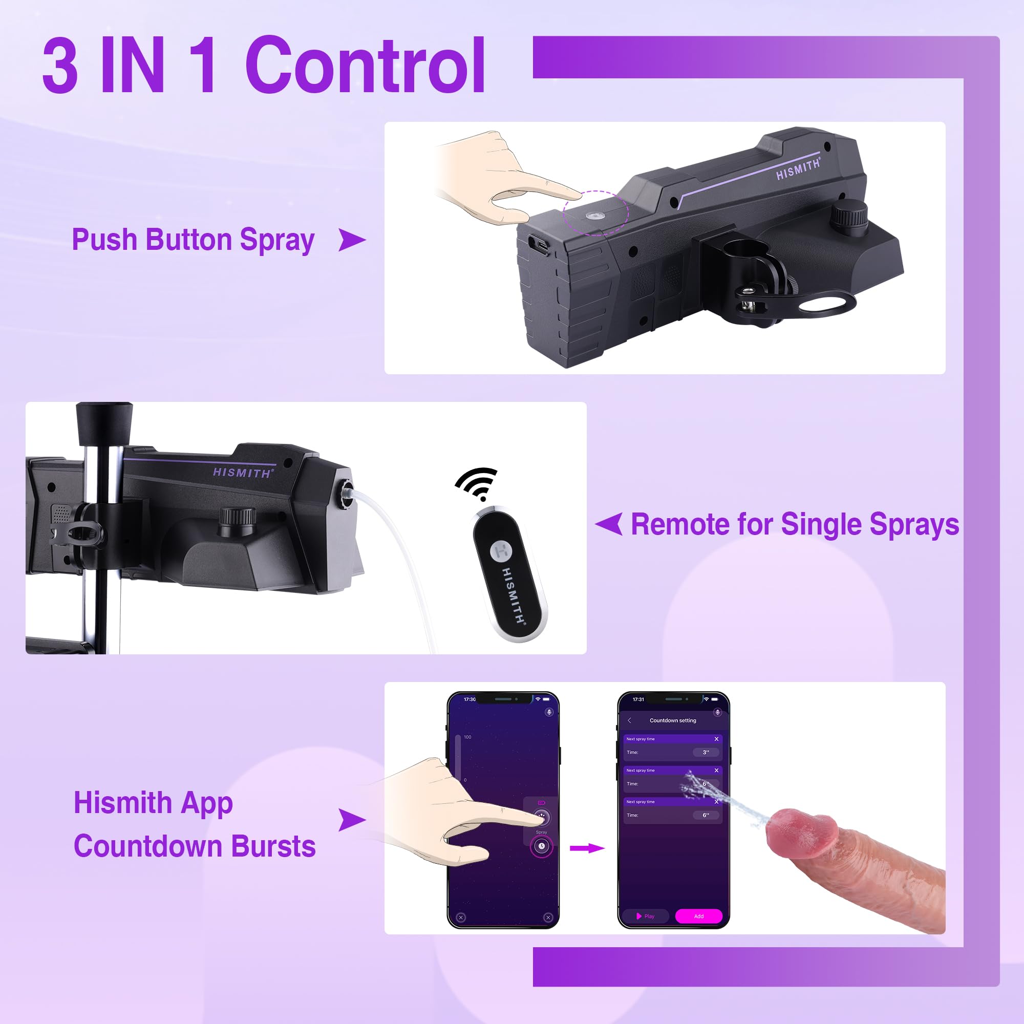 Hismith Automatic Lube Launcher with App and Remote Control, Lubricant Applicator Compatible with Sex Machines for Continuous Smooth Lubrication with 200ml Reservoir