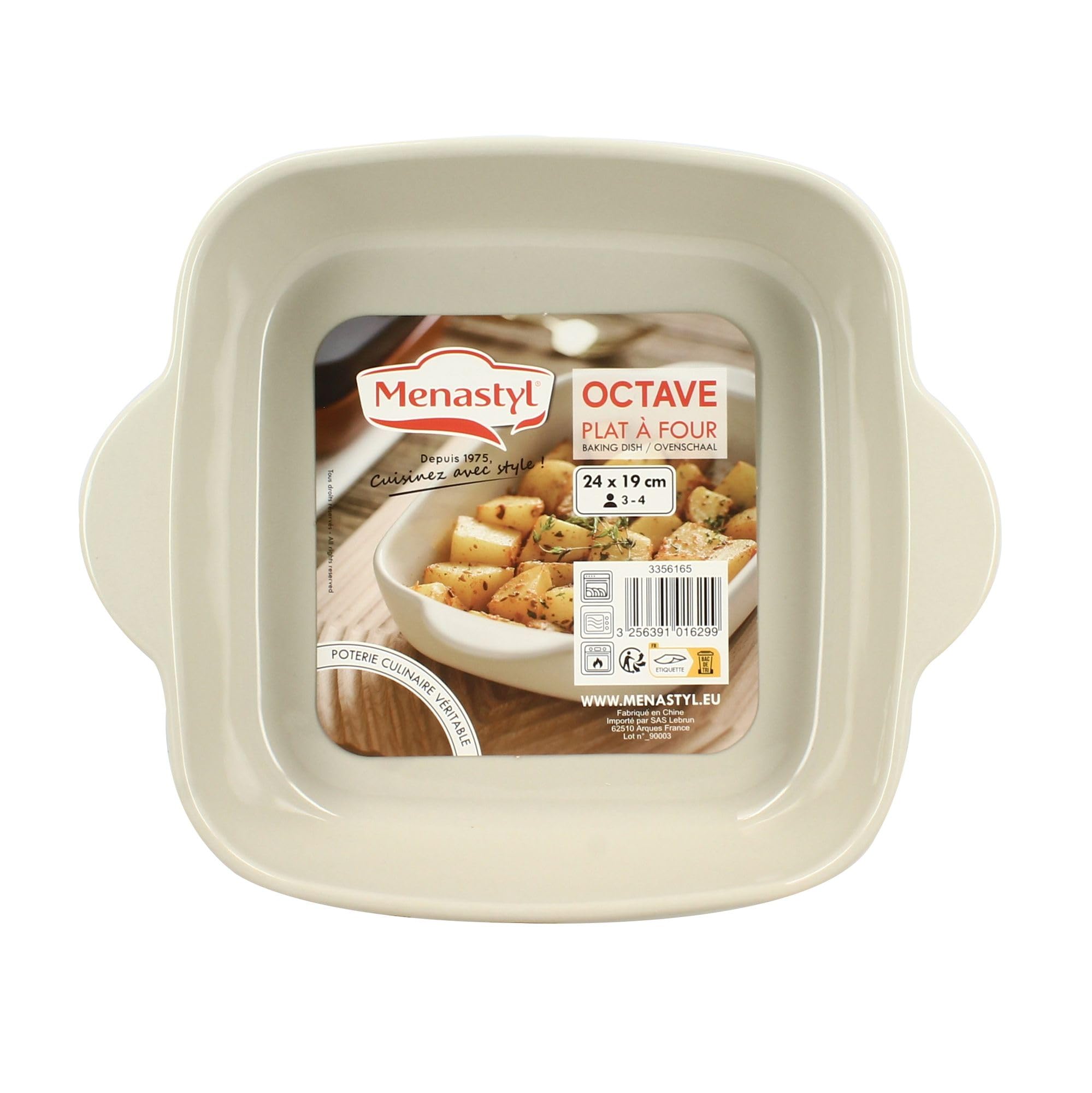 MENASTYL - Plat à four octave carré 24cm 1.2l en grès beige - 3356165