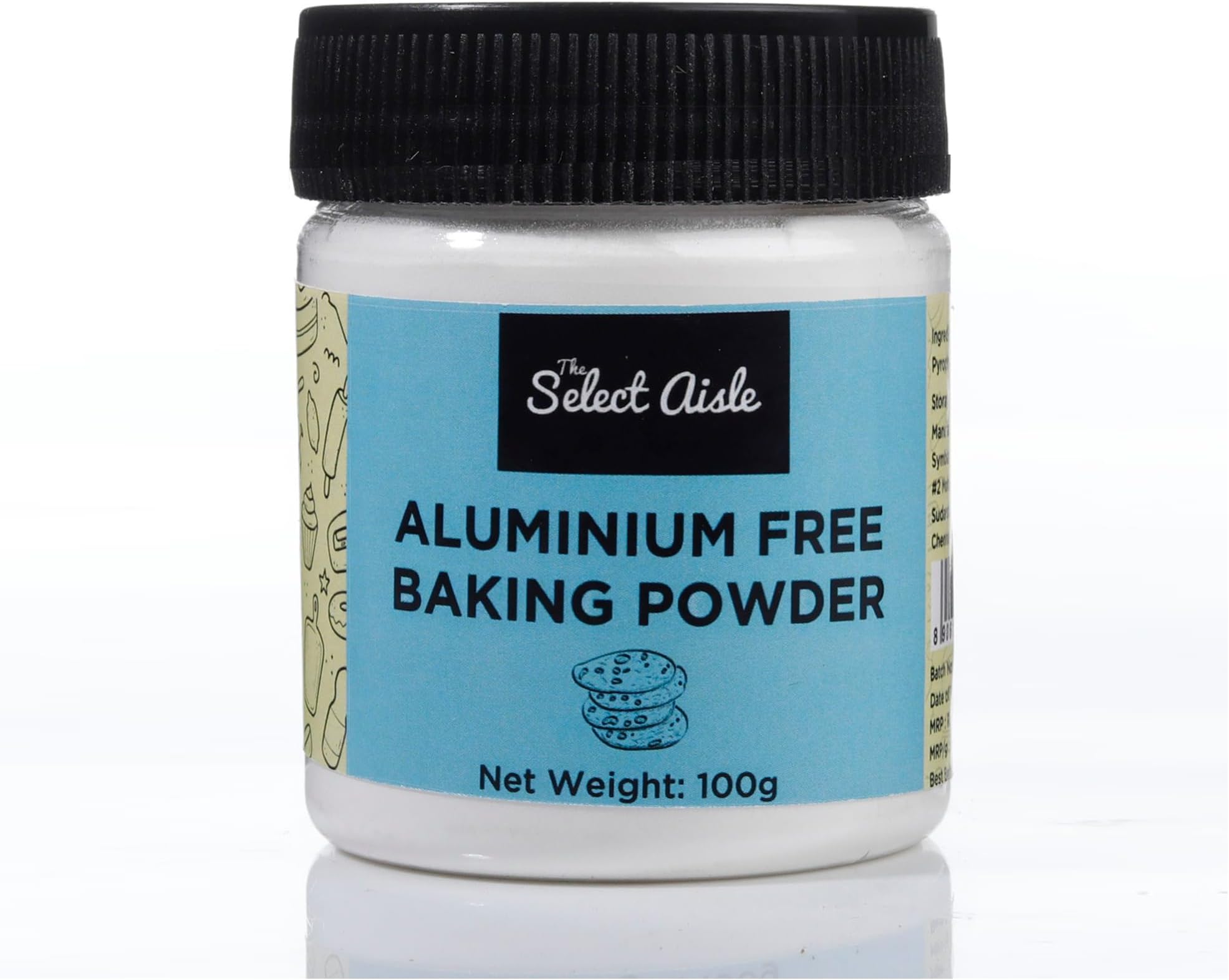 The Select Aisle Aluminium Free Baking Powder- 100g [for Leavening| Raising Agent| Gluten-Free| for Making Cakes, Muffins, Pizza and Bread| Double Acting | Baking Ingredients ]