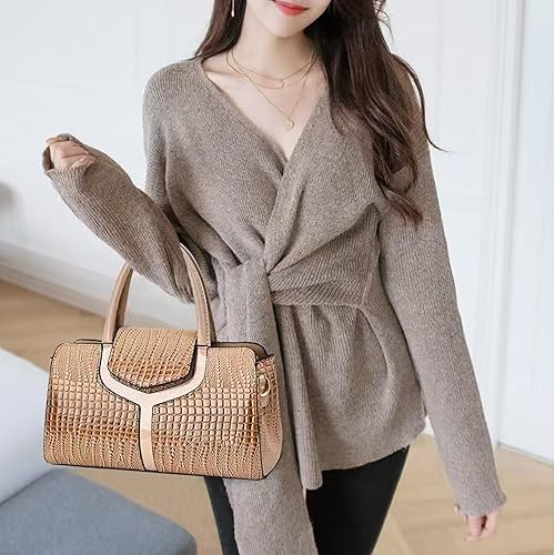 Miniatura 6 de Bolso bandolera con asa superior, bolso cruzado de cocodrilo retro para mujer