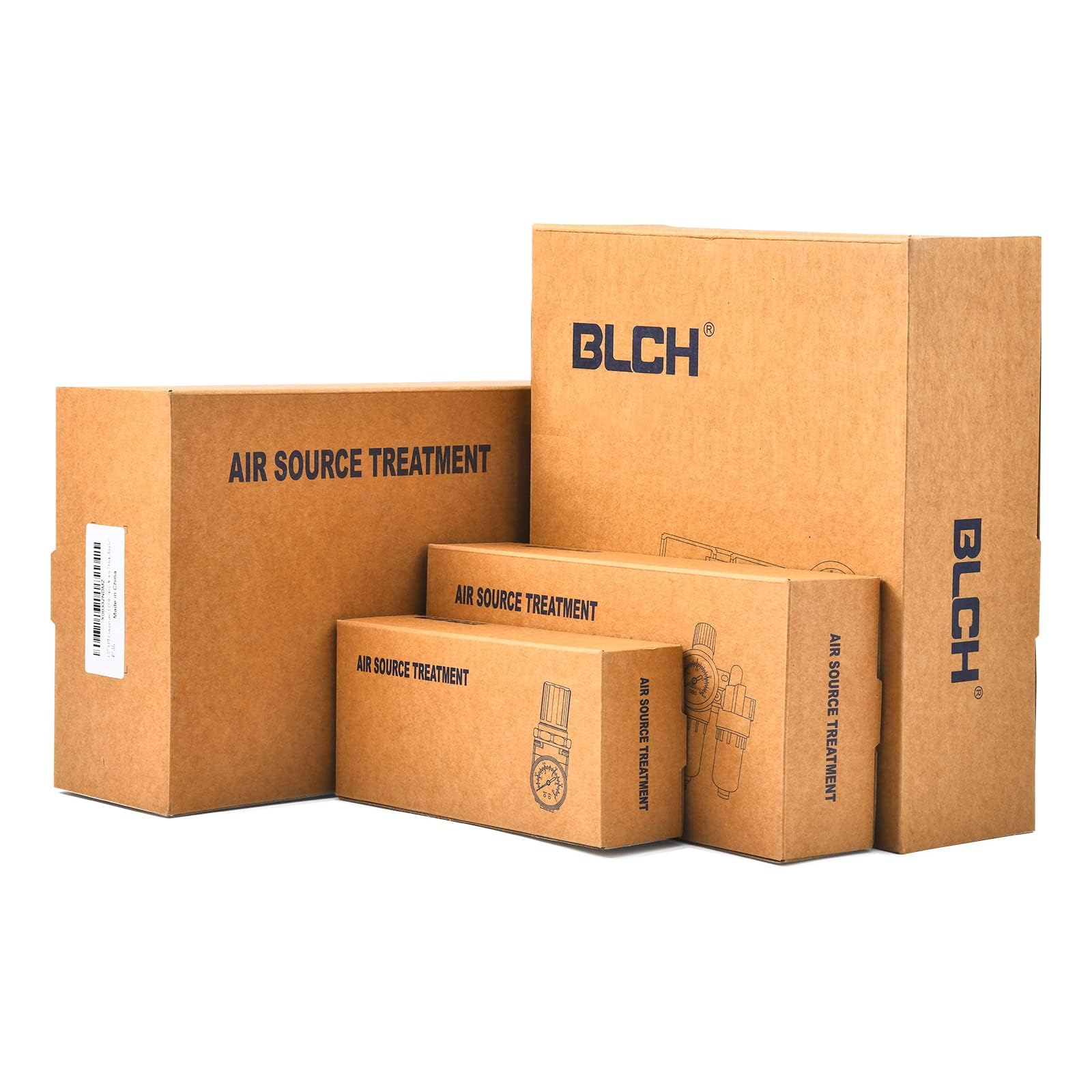 BLCH 1/2" BSP Kompressor-Wasserabscheider - FRL-Kombigerät (Filter-Druckregler-Öler) AC4010-04 mit halbautomatischem Ablass, lebensmittelechtem Polycarbonat-Behälter, Manometer (0-160 PSI/11 bar)