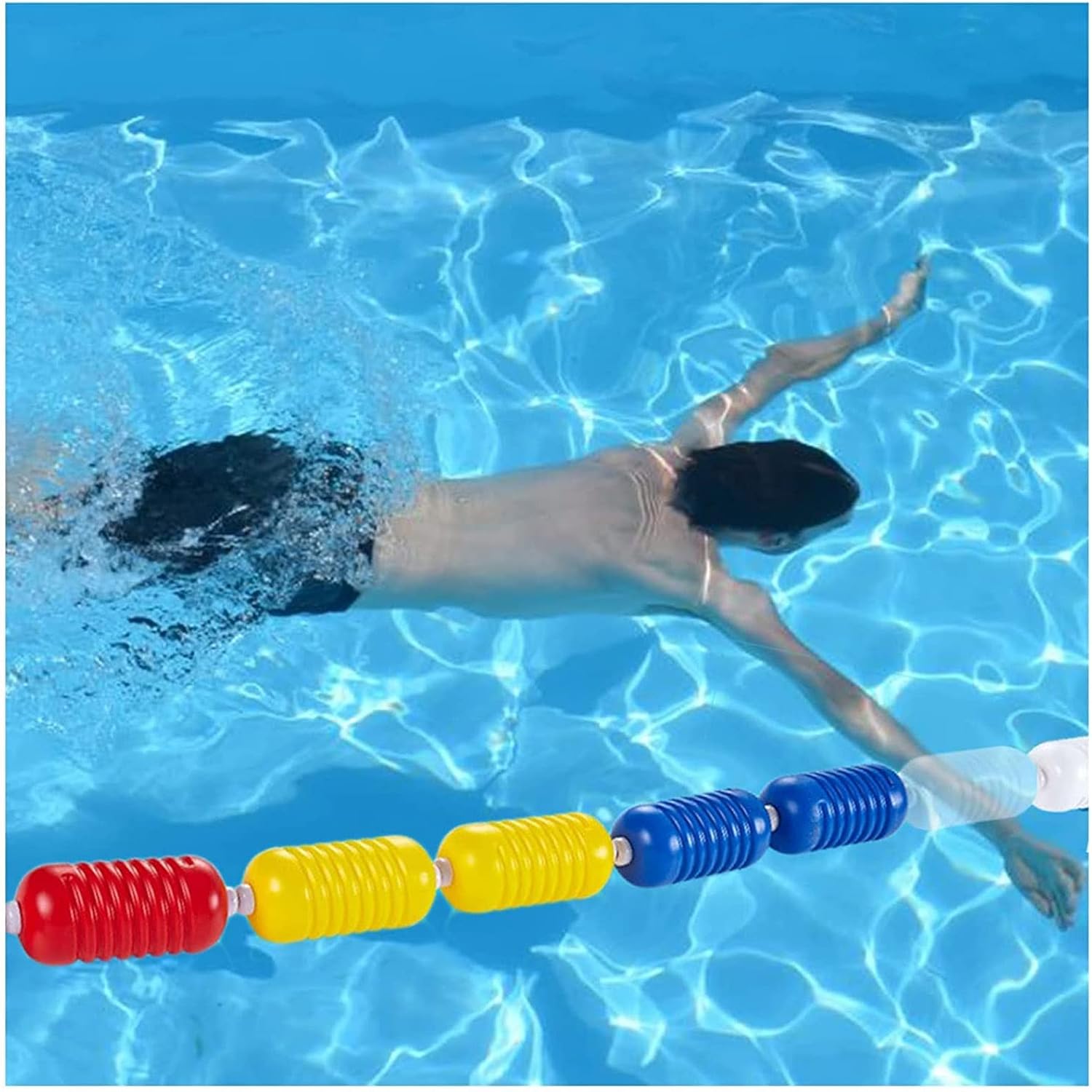 Swimming Pool Safety Rope Float Kit Professional Competition Divider LinePool Handrails Floating Pool Safety Divider Rope and Float Kit for Swimming Pool, Heavy Duty Pool Safety Divider Rope