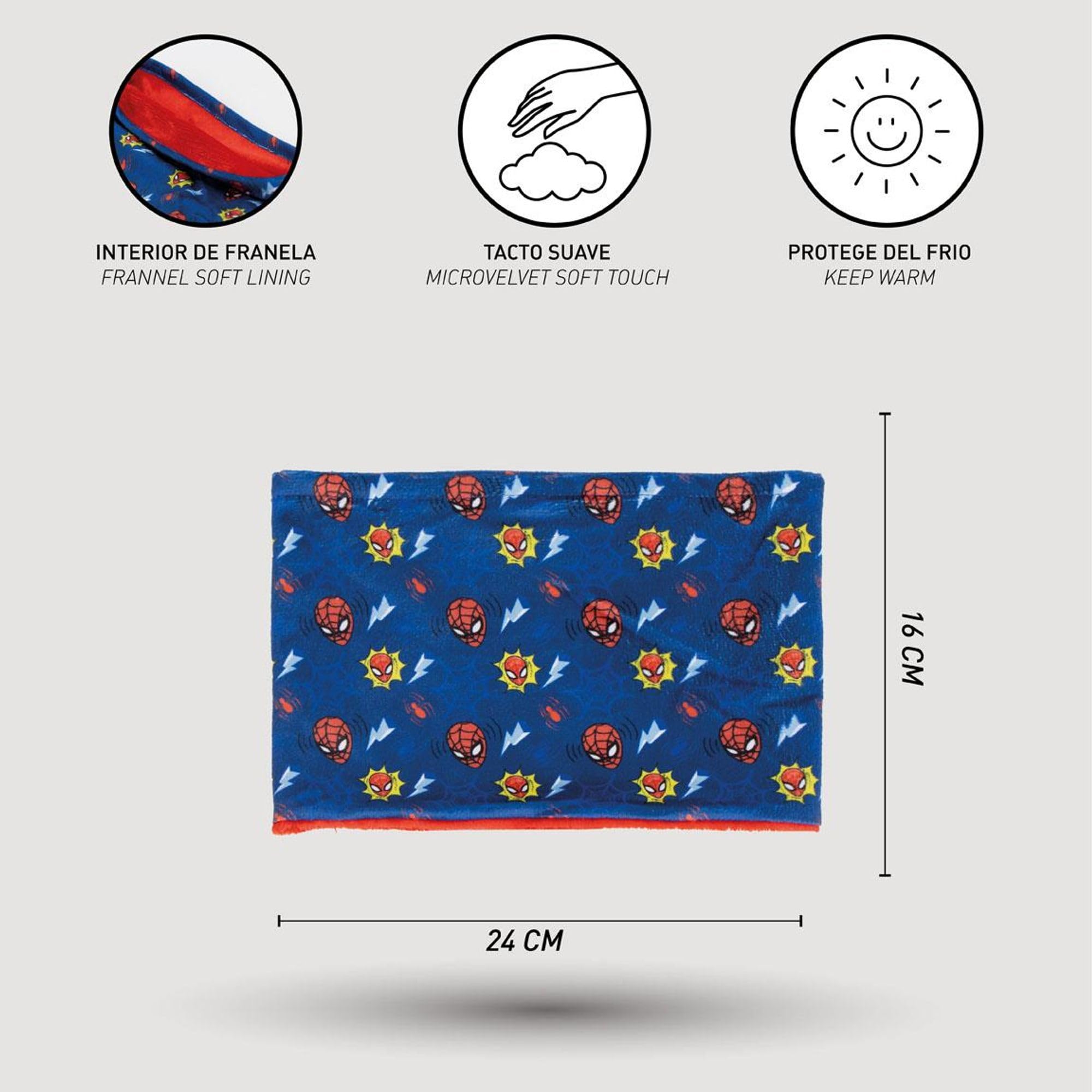 Braga Cuello Niños Spiderman - Talla Única - Elaborada en 100% Poliéster - Diseño Estampado Producto Original Diseñado en España