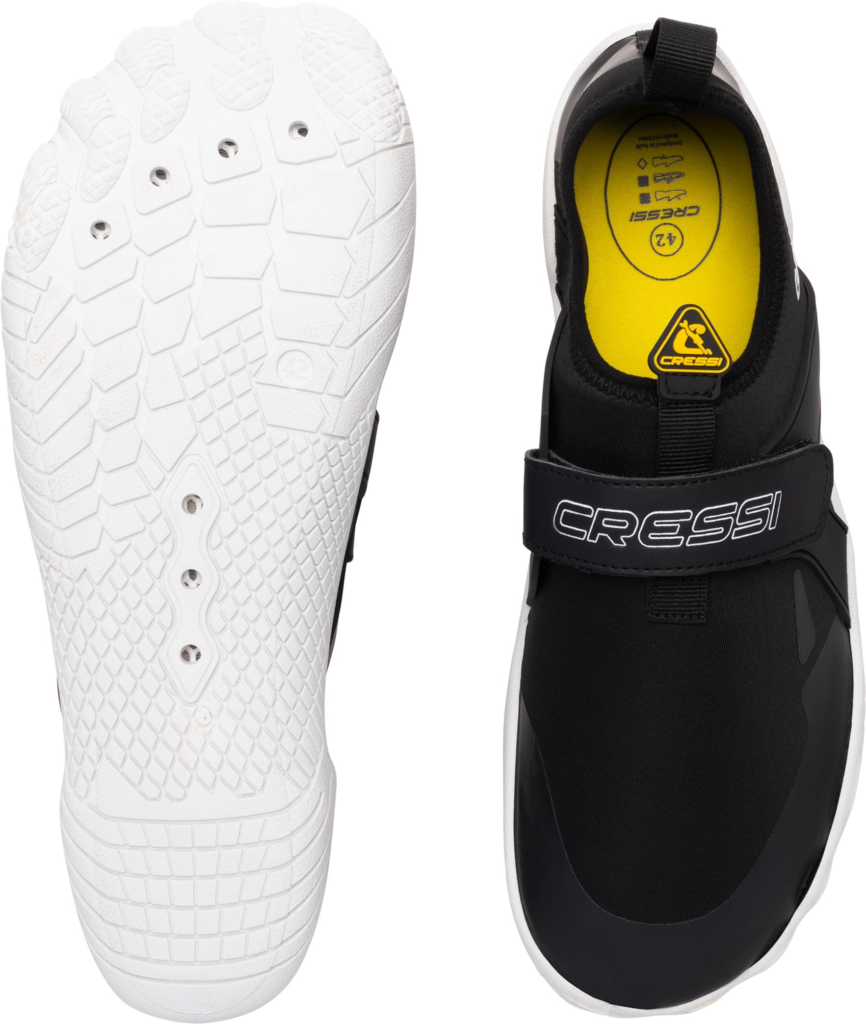 CRESSI Buty Geko Black/White 38 - Unisex Rock Shoe Idealne do wciągających wrażeń w środowisku wodnym z bezpośrednim połączeniem z dnem morskim, czarne/białe, 38