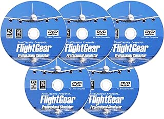FlightGear Flight Simulator 2022 X Premium DELUXE Edition Flight Sim 5 Disc DVD CD Set Compatible with Microsoft Windows 1...