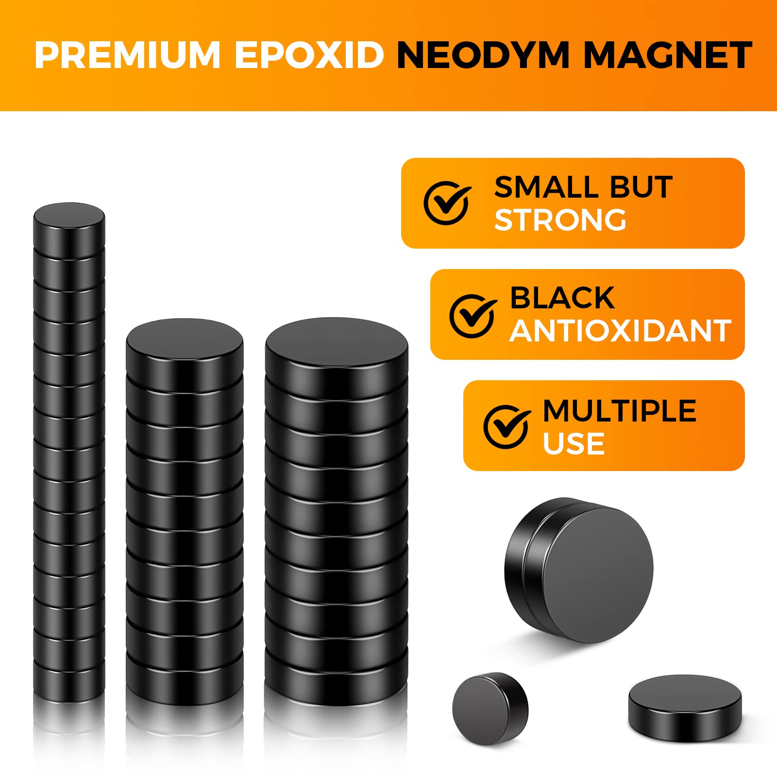 Wukong 100 Pezzi Black Magneti al neodimio, 5x3mm Piccole Calamita Extra Forti Mini Magnete per Frigo, Lavagne, Artigianato, Mappe, Decorazioni