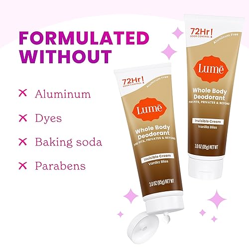 Miniatura 80 de Lume - Desodorante para todo el cuerpo, Tubo de crema invisible, control de olores por 72 horas, sin aluminio, sin bicarbonato de sodio, seguro
