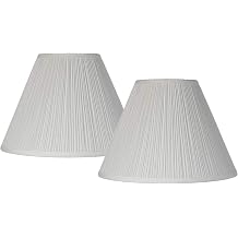 Large Mushroom Pleat White Lamp Shades 6.5x15x11 Spider Set of 2