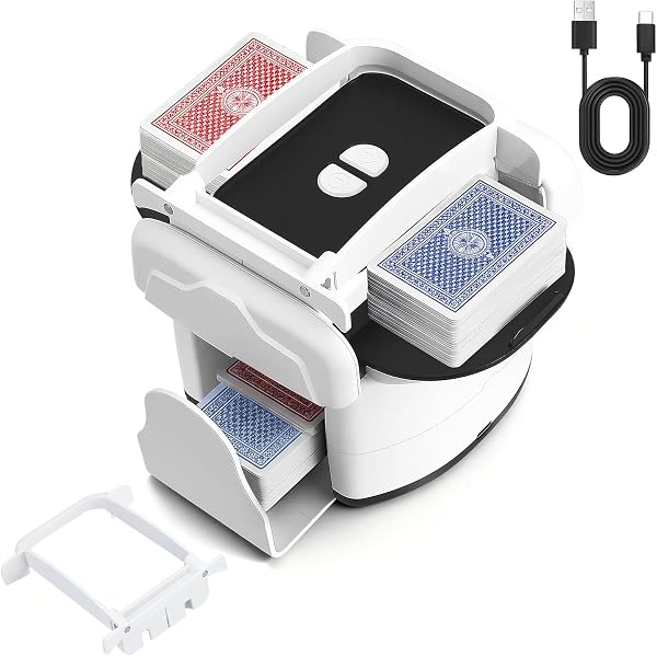 Automatic Card Shuffle, Electric Playing Card Stirrer for 1-4 Decks, Auto and Manual Mode, Rechargeable, Low Noise for Poker, One, Blackjack, Skip-Bo, Phase 10, Texas Hold'em - 1