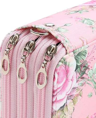 Miniatura 5 de Lbxgap Organizador de lápices de rosas, estuche de 72 ranuras con cremallera para bolígrafos de acuarela, marcadores y más