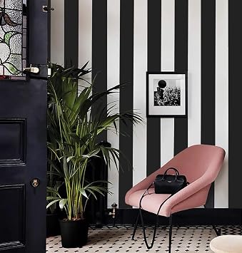 Cohoo Home Black and White Striped Wallpaper Peel and Stick Modern 59118