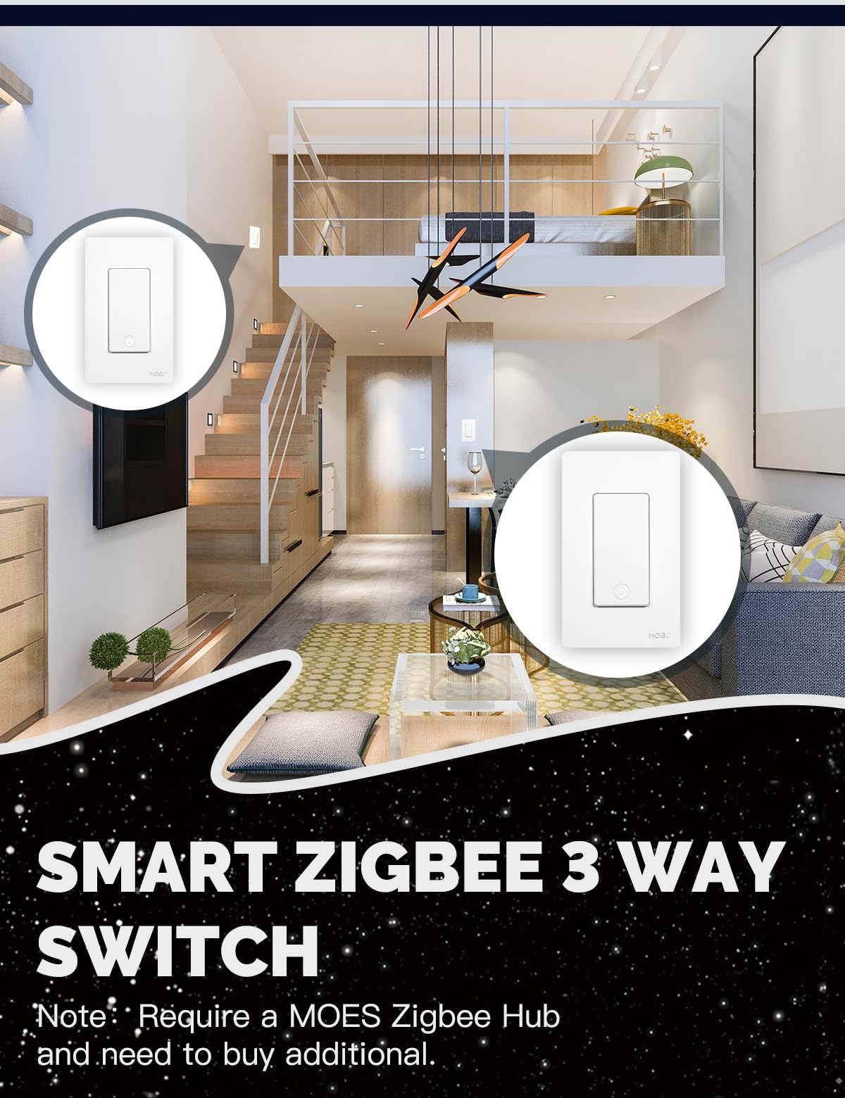 MOES Zigbee - Interruttore a 3 vie, 3 vie, richiede filo neutro