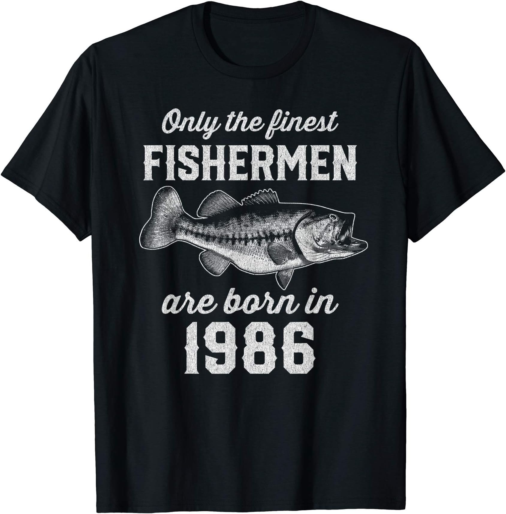 BORN37 Year Old Fisherman: Fishing 1986 37th Birthday T-Shirt