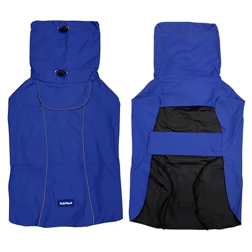 Pets Planet Raincoat for Dogs | Double Layered | Water Resistant | Polyester | for Small, Medium and Large Breed Dogs | Adjustable Waist and Neck | Leash Gap for Walk Time (XXXXXL, Blue),1 Count
