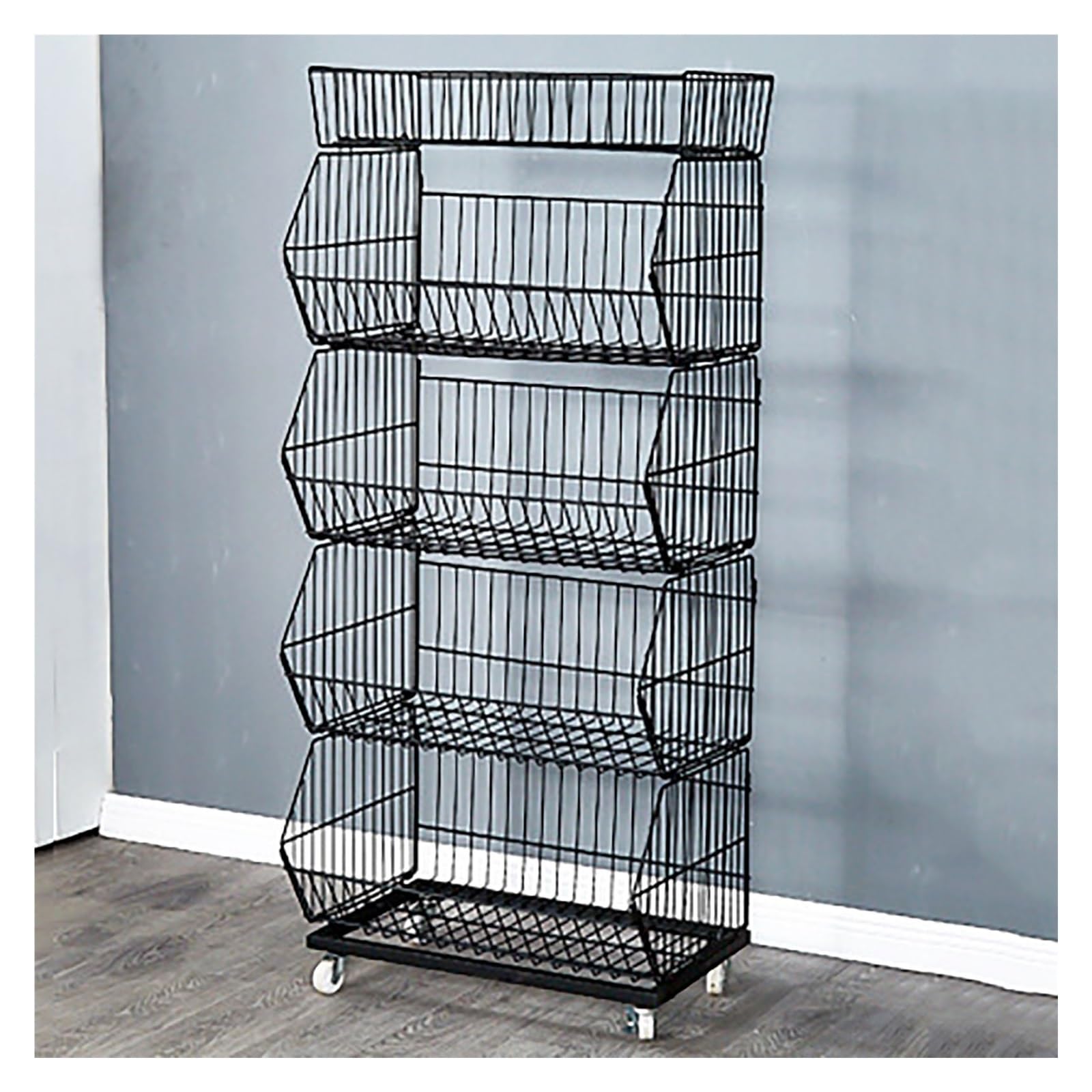 Panier incliné de rangement pour gagner de la place, étagère de magasin à roulettes