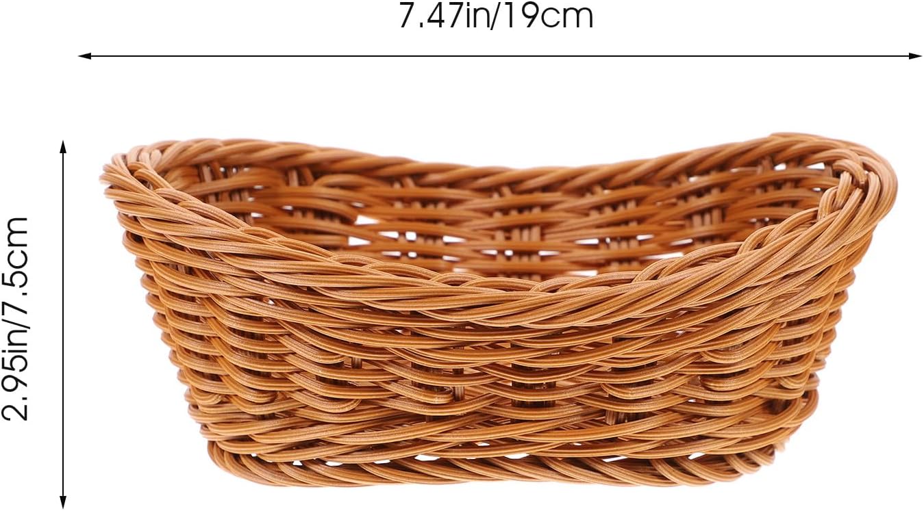 Imitation Rattan Bread Basket, Oval Plastic Serving Basket for Fruit